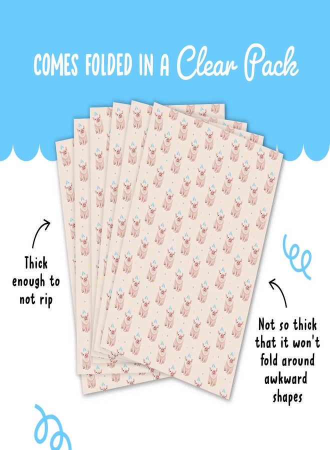 CENTRAL 23 Farm Animal Wrapping Paper - Pig - Birthday Piggy - 6 Sheets Of Gift Wrap - Pink Wrapping Paper For Women Girls Kids - Comes With Stickers - Image 4